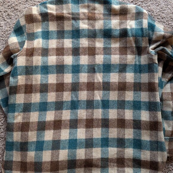 Vintage 80's 90's WOOLRICH Wool Green/ Tan Button Up Flannel Size Large - Picture 5 of 5
